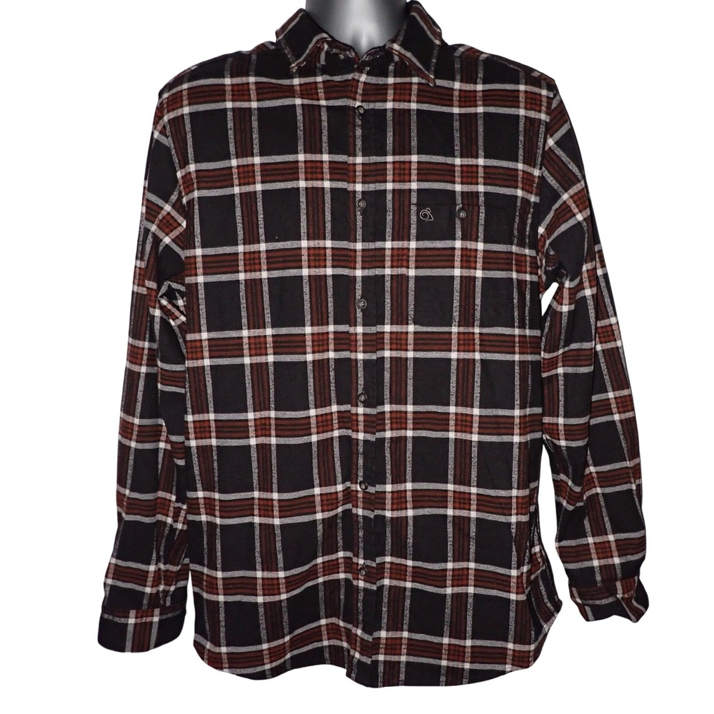 Craghoppers Flannel Shirt Mens M Brown Plaid‎ Casual Comfort Outdoor Hike